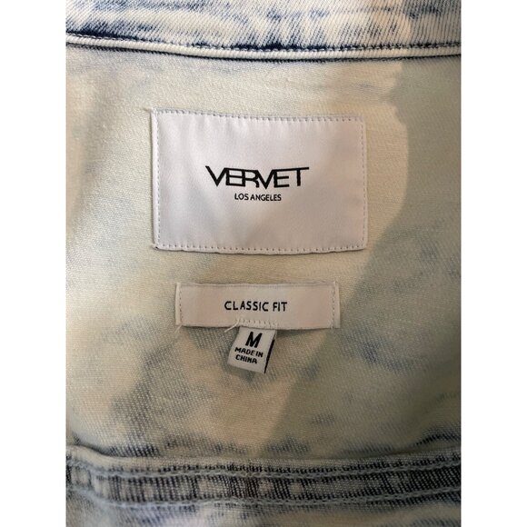 Vervet Flying Monkey Womens Size M Cropped Denim Jean Jacket Dyed Bleach Wash - Picture 9 of 11
